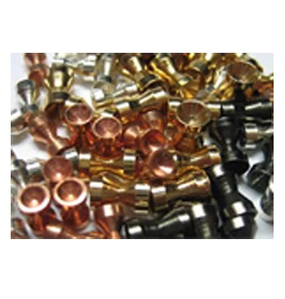 BRASS BARBELL DOUBLE EYES CONSTRICTED MIDDLE PART FLAT OUTERS WITH GROOVE